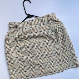 Korean Plaid Tan Skirt